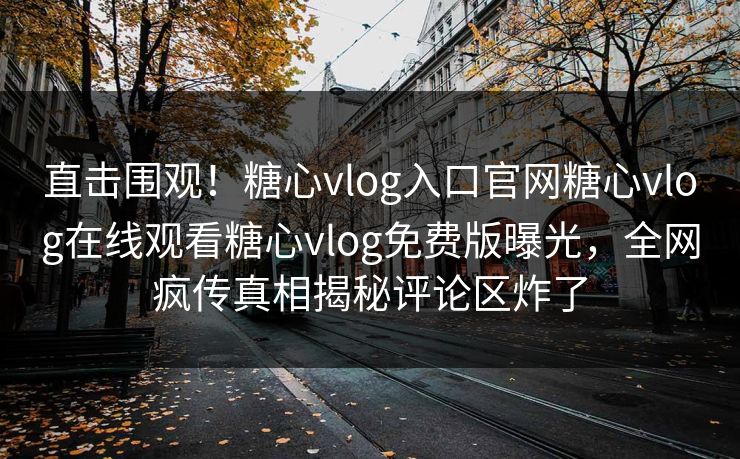 直击围观！糖心vlog入口官网糖心vlog在线观看糖心vlog免费版曝光，全网疯传真相揭秘评论区炸了