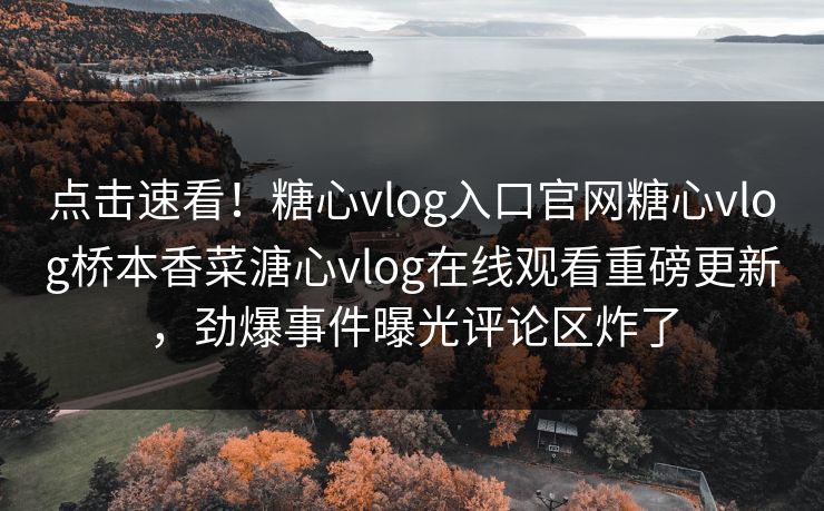 点击速看！糖心vlog入口官网糖心vlog桥本香菜溏心vlog在线观看重磅更新，劲爆事件曝光评论区炸了