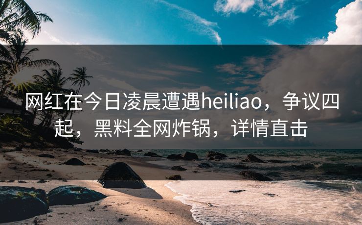 网红在今日凌晨遭遇heiliao，争议四起，黑料全网炸锅，详情直击