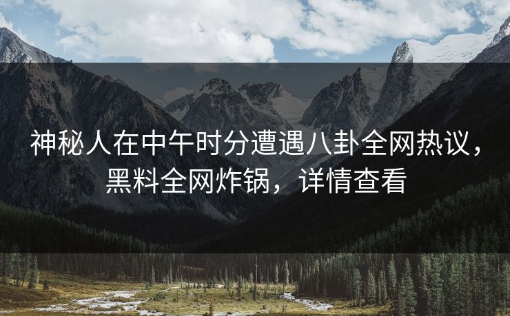神秘人在中午时分遭遇八卦全网热议，黑料全网炸锅，详情查看