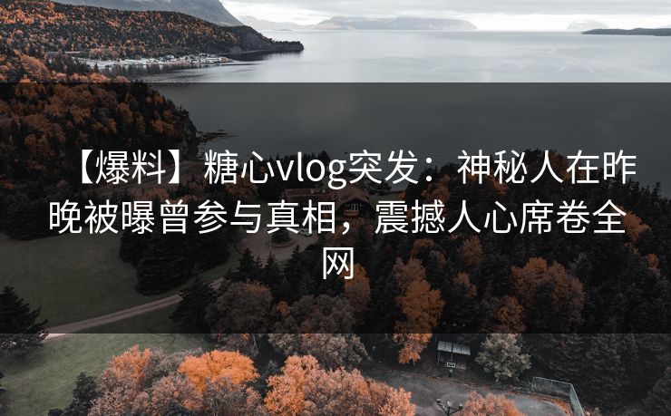 【爆料】糖心vlog突发：神秘人在昨晚被曝曾参与真相，震撼人心席卷全网