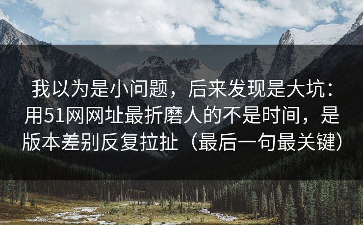 我以为是小问题，后来发现是大坑：用51网网址最折磨人的不是时间，是版本差别反复拉扯（最后一句最关键）