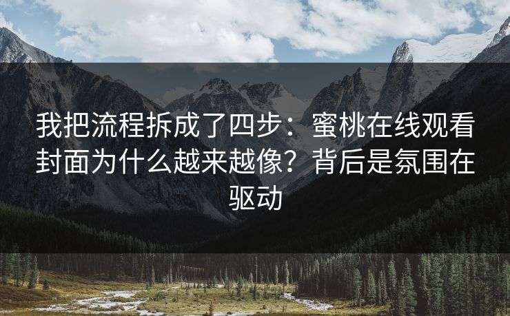 我把流程拆成了四步：蜜桃在线观看封面为什么越来越像？背后是氛围在驱动